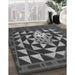 Patterned Dark Gray Black Rug in Family Room, pat2001gry