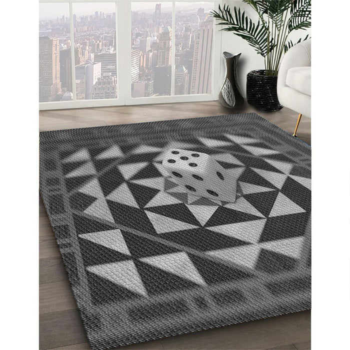 Machine Washable Transitional Dark Gray Black Rug in a Family Room, wshpat2001gry