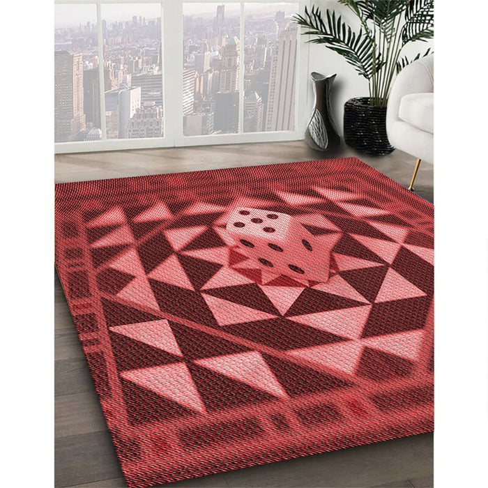 Machine Washable Transitional Red Rug in a Family Room, wshpat2001rd
