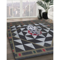 Patterned Charcoal Black Novelty Rug, pat2001