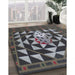 Patterned Charcoal Black Novelty Rug in Family Room, pat2001