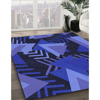 Patterned Denim Dark Blue Rug, pat2002blu