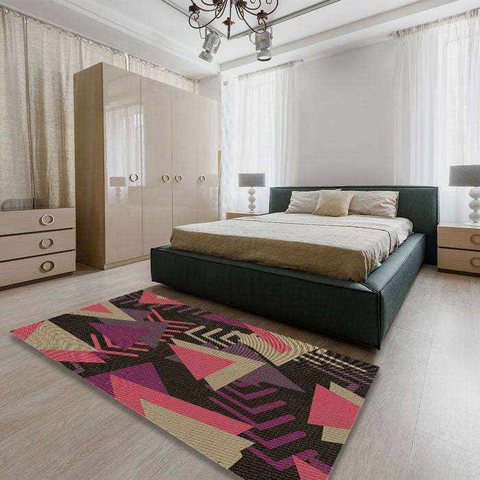 Patterned Sienna Brown Rug in a Bedroom, pat2002brn