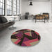 Round Patterned Sienna Brown Rug in a Office, pat2002brn