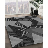 Patterned Charcoal Black Rug, pat2002gry