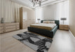 Patterned Charcoal Black Rug in a Bedroom, pat2002gry