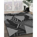 Patterned Charcoal Black Rug in Family Room, pat2002gry