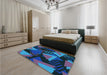 Patterned Blue Rug in a Bedroom, pat2002lblu