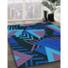 Patterned Blue Rug in Family Room, pat2002lblu