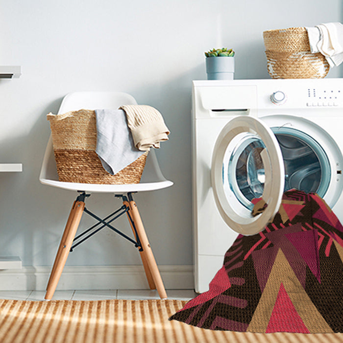 Machine Washable Transitional Burgundy Red Rug in a Washing Machine, wshpat2002org