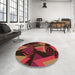 Round Patterned Burgundy Red Rug in a Office, pat2002org