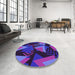 Round Patterned Indigo Purple Rug in a Office, pat2002pur