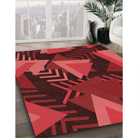 Patterned Cranberry Red Rug, pat2002rd