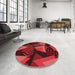 Round Patterned Cranberry Red Rug in a Office, pat2002rd