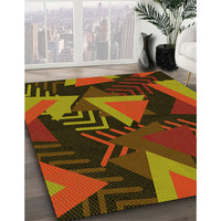 Patterned Maroon Red Rug, pat2002yw