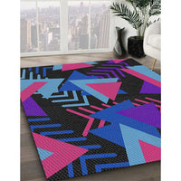 Patterned Plum Purple Modern Rug, pat2002