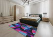 Patterned Plum Purple Modern Rug in a Bedroom, pat2002