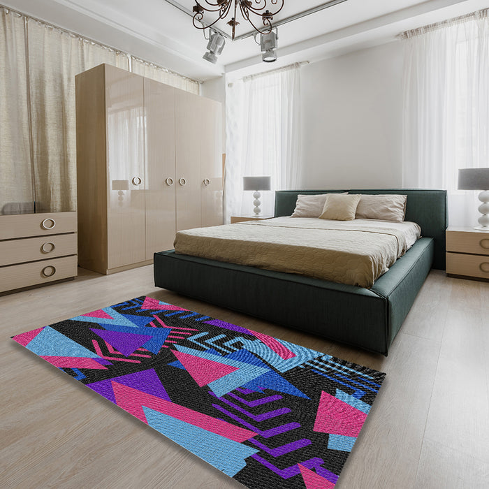 Machine Washable Transitional Plum Velvet Purple Rug in a Bedroom, wshpat2002