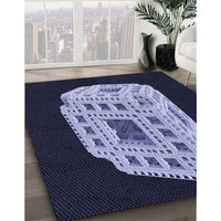 Patterned Light Purple Blue Rug, pat2003blu