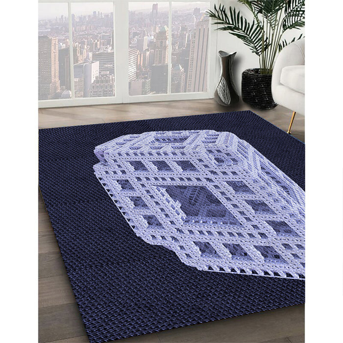Machine Washable Transitional Light Purple Blue Rug in a Family Room, wshpat2003blu