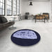 Round Patterned Light Purple Blue Rug in a Office, pat2003blu