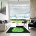 Square Patterned Black Rug in a Living Room, pat2003grn