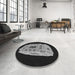 Round Patterned Midnight Gray Rug in a Office, pat2003gry