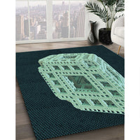 Patterned Mint Green Rug, pat2003lblu