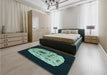 Patterned Mint Green Rug in a Bedroom, pat2003lblu