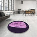 Round Patterned Medium Orchid Purple Rug in a Office, pat2003pur