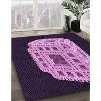 Patterned Medium Orchid Purple Rug, pat2003pur