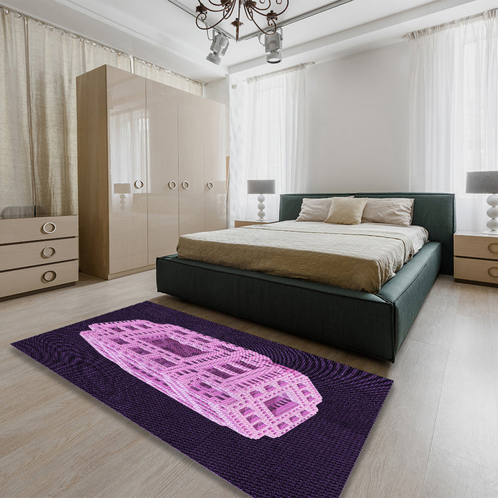 Patterned Medium Orchid Purple Rug in a Bedroom, pat2003pur