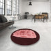 Round Patterned Red Rug in a Office, pat2003rd