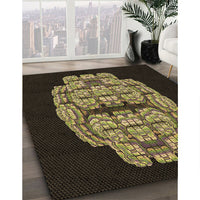 Patterned Midnight Gray Rug, pat2004brn