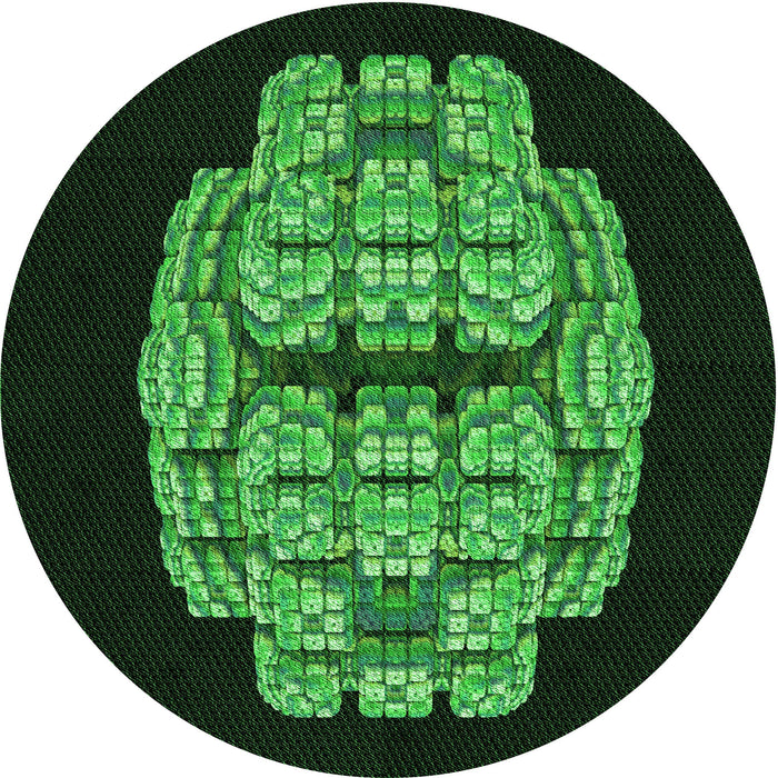 Square Patterned Black Rug, pat2004grn