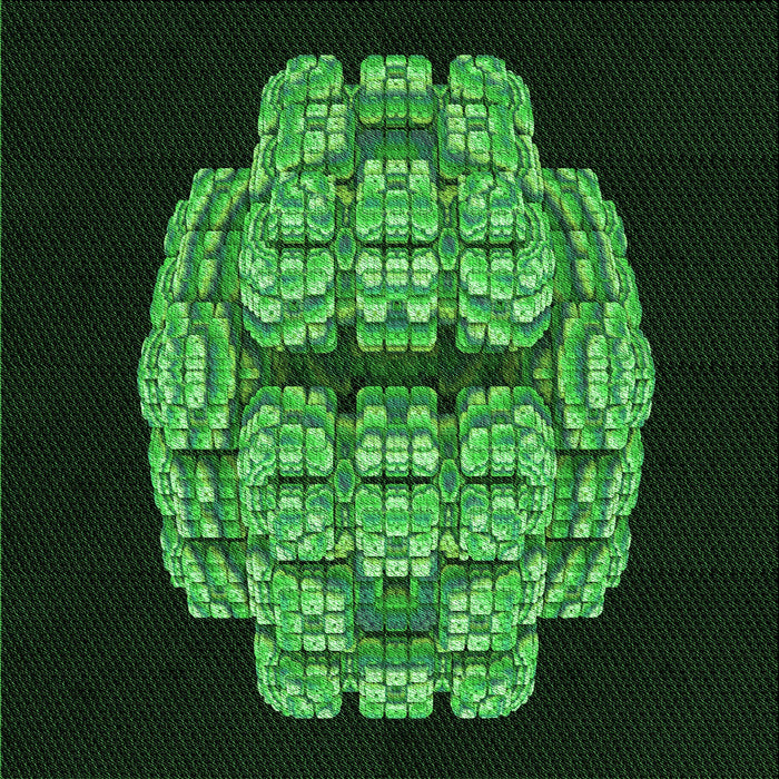 Round Patterned Black Rug, pat2004grn