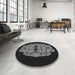 Round Patterned Midnight Gray Rug in a Office, pat2004gry