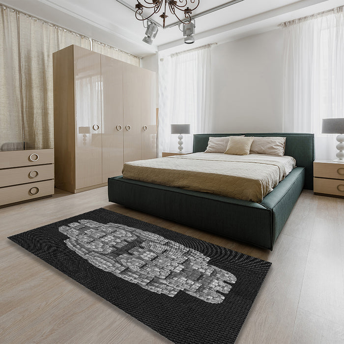 Patterned Midnight Gray Rug in a Bedroom, pat2004gry