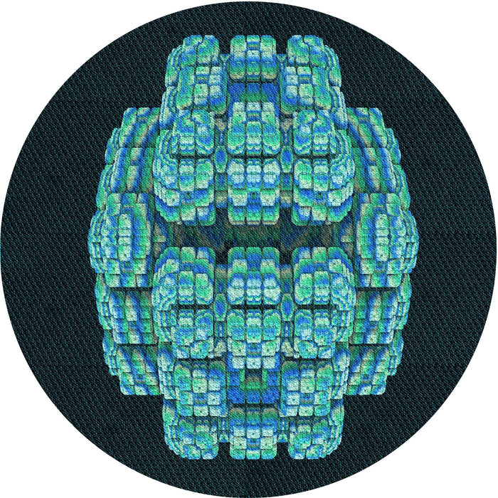 Square Machine Washable Transitional Deep Teal Green Rug in a Living Room, wshpat2004lblu