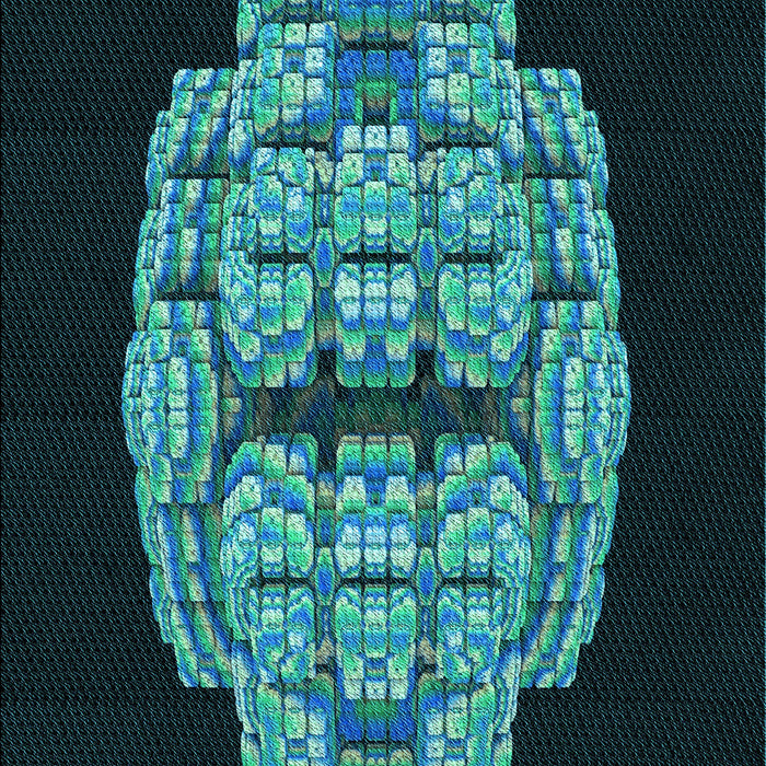 Patterned Deep Teal Green Rug, pat2004lblu