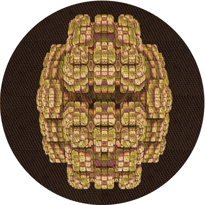 Square Patterned Black Brown Rug, pat2004org