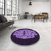 Round Patterned Deep Purple Rug in a Office, pat2004pur