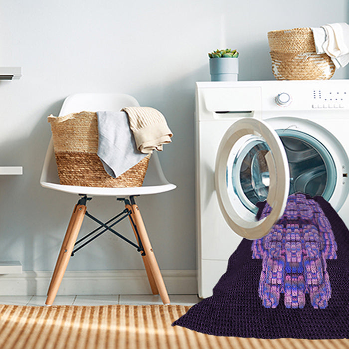 Machine Washable Transitional Deep Purple Rug in a Washing Machine, wshpat2004pur