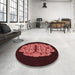 Round Patterned Cherry Red Rug in a Office, pat2004rd