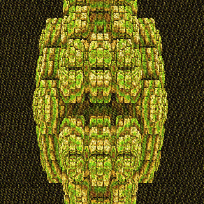 Patterned Dark Yellow Green Rug, pat2004yw