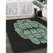 Patterned Green Novelty Rug in Family Room, pat2004