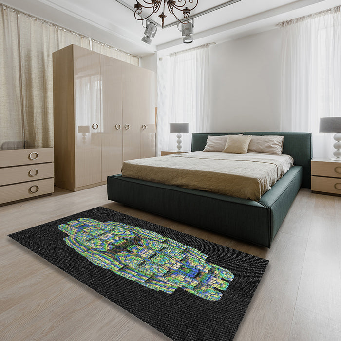 Machine Washable Transitional Green Rug in a Bedroom, wshpat2004
