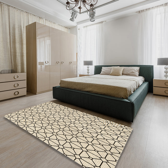 Round Machine Washable Transitional Brown Rug in a Office, wshpat2005brn