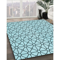 Patterned Deep-Sea Green Rug, pat2005lblu