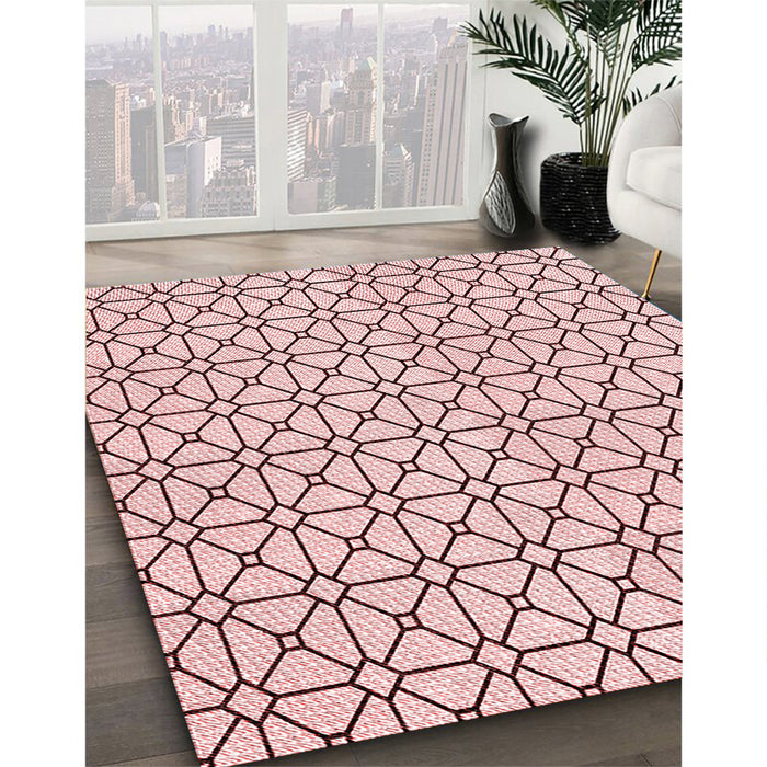 Machine Washable Transitional Indian Red Rug in a Family Room, wshpat2005rd